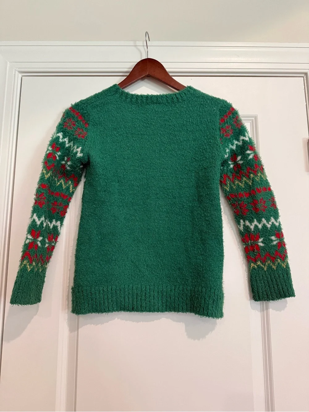 Girl’s Green Christmas Owl Sweater